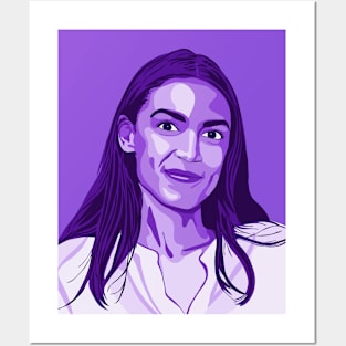 Alexandria Ocasio-Cortez Purple Portrait Posters and Art